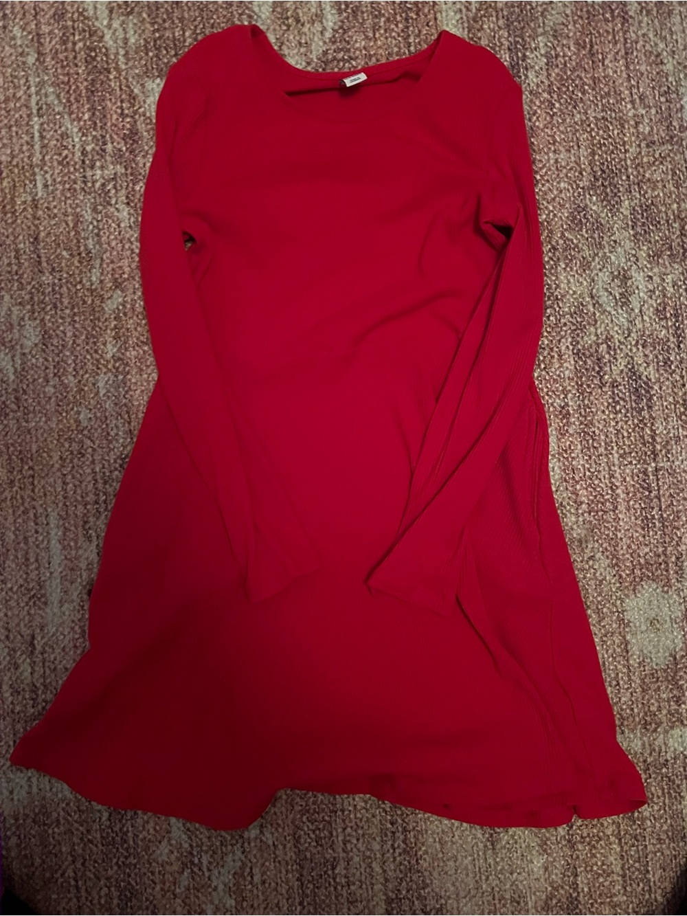 Girls Red Long-Sleeve Skirted Dress